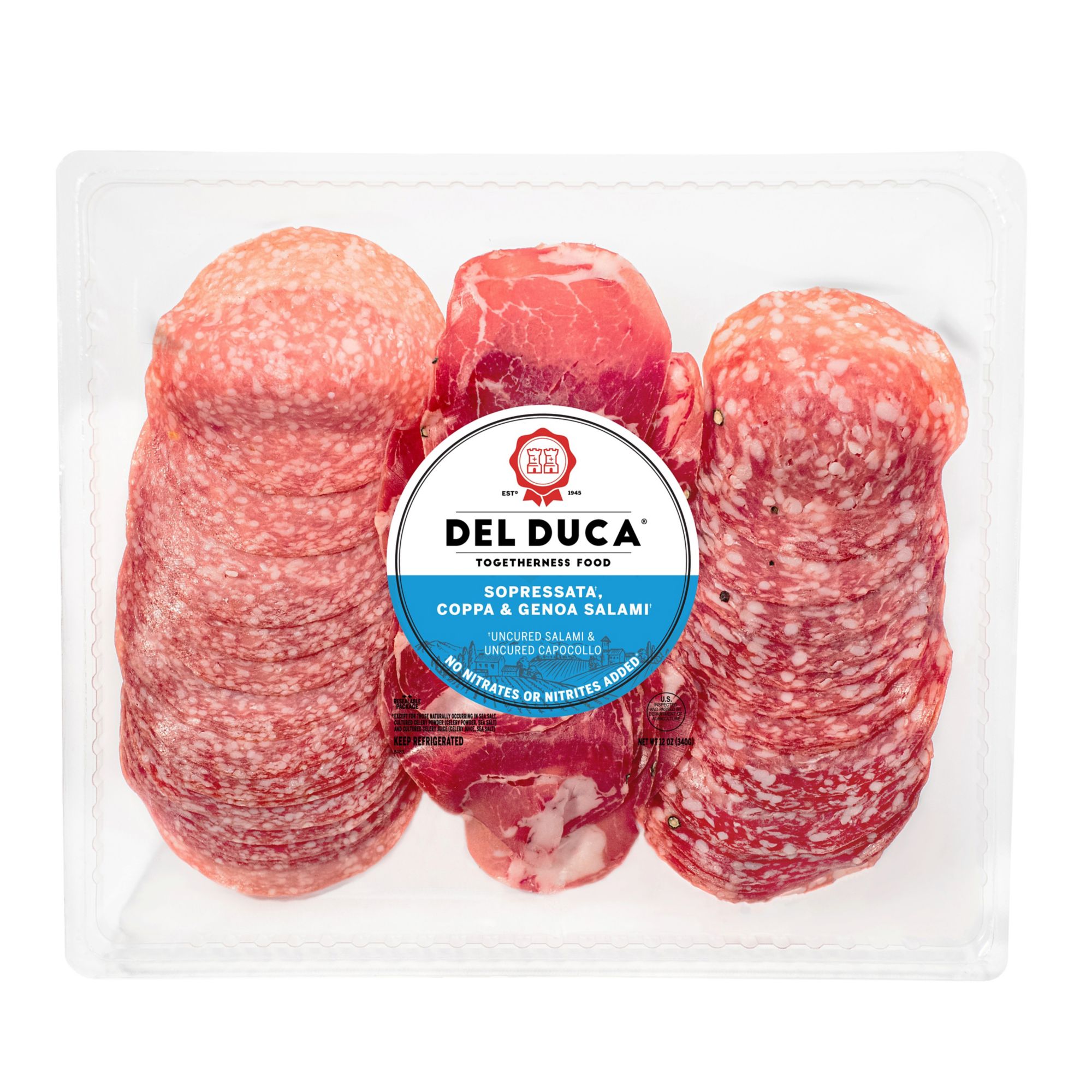 Del Duca Sopressata, Capocollo and Genoa Salami, 12 oz.