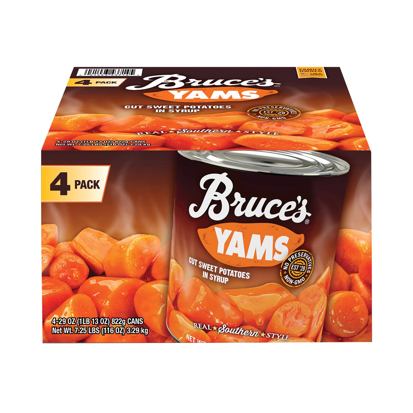 Bruce's Cut Yams Sweet Potatoes In Syrup, 4 pk./29 oz.