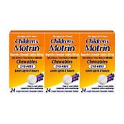 Children's Motrin Dye-Free Grape Chewable Tablets with Ibuprofen, 72 ct./100mg