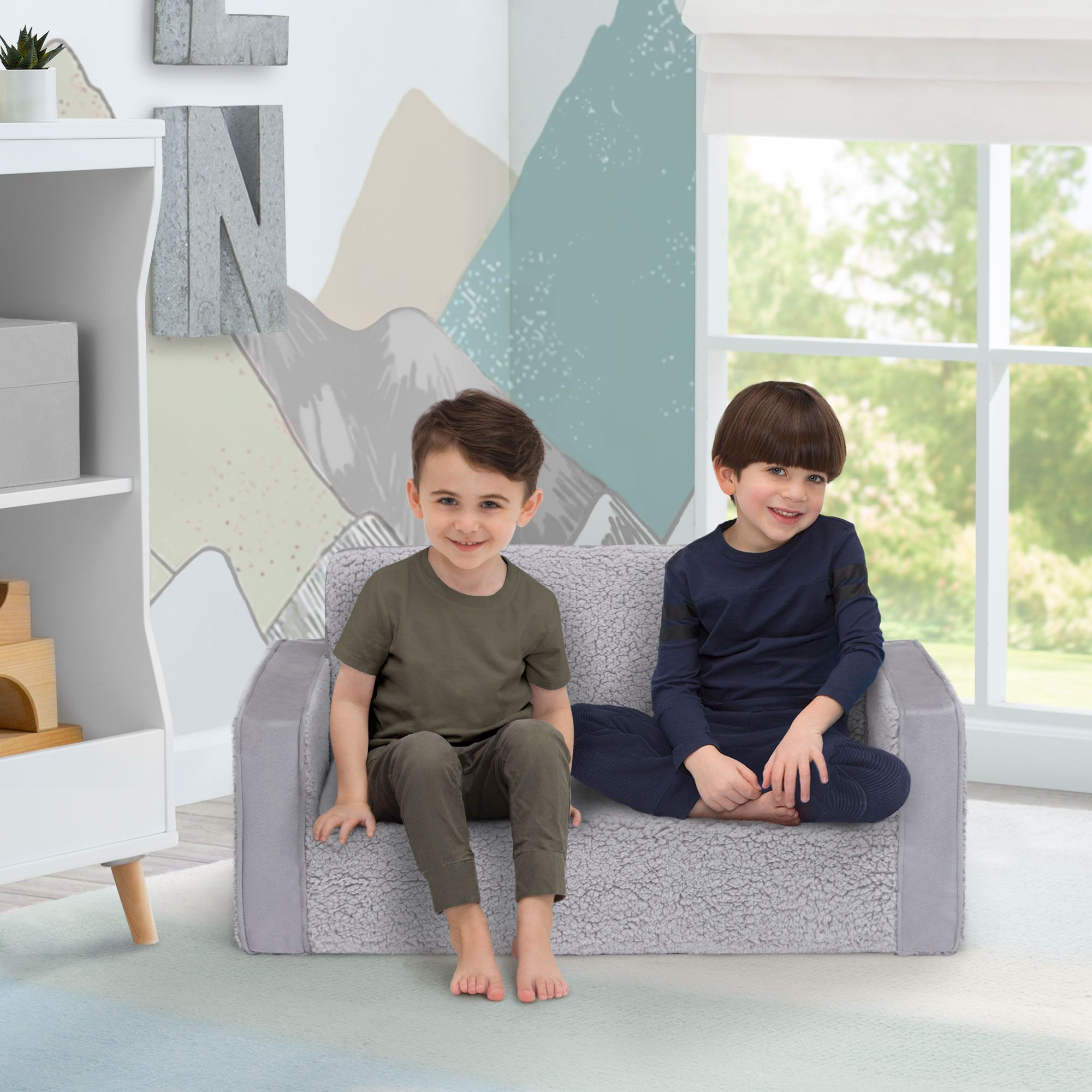 Kids best sale grey sofa