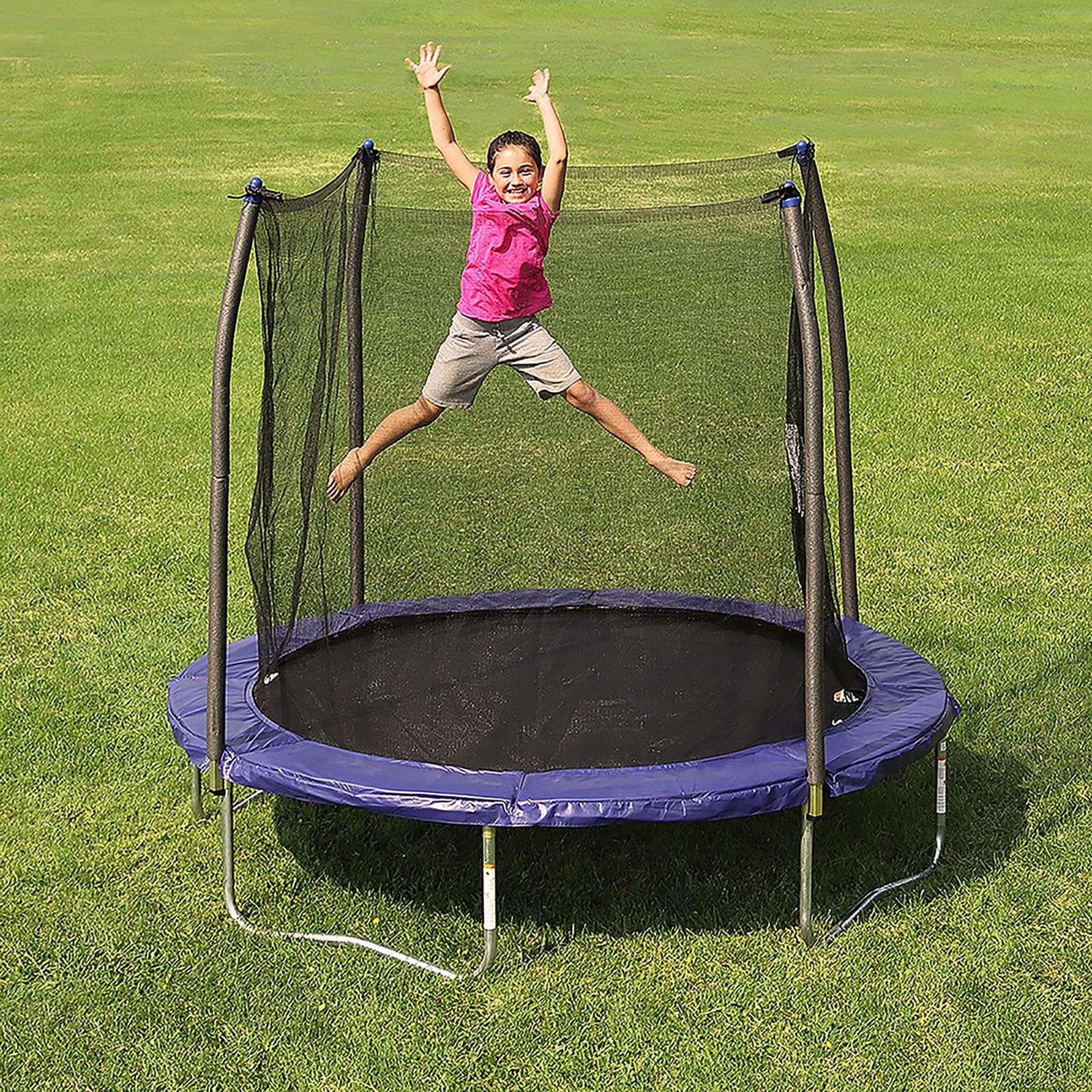 Skywalker Trampolines 8' Round Trampoline with Enclosure - Blue