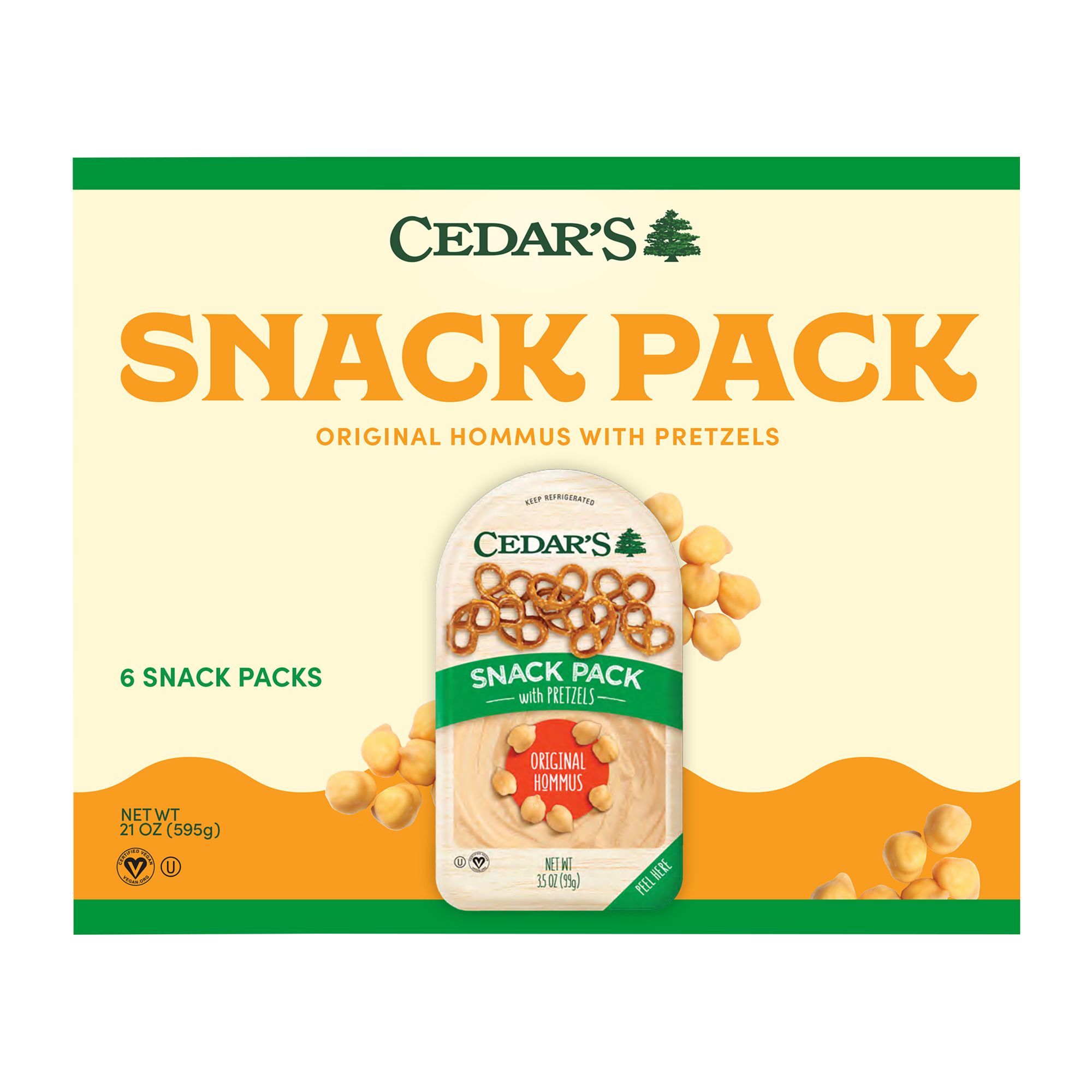 Cedar's Original Hummus with Pretzels Snack Packs, 6 ct./3.5oz.