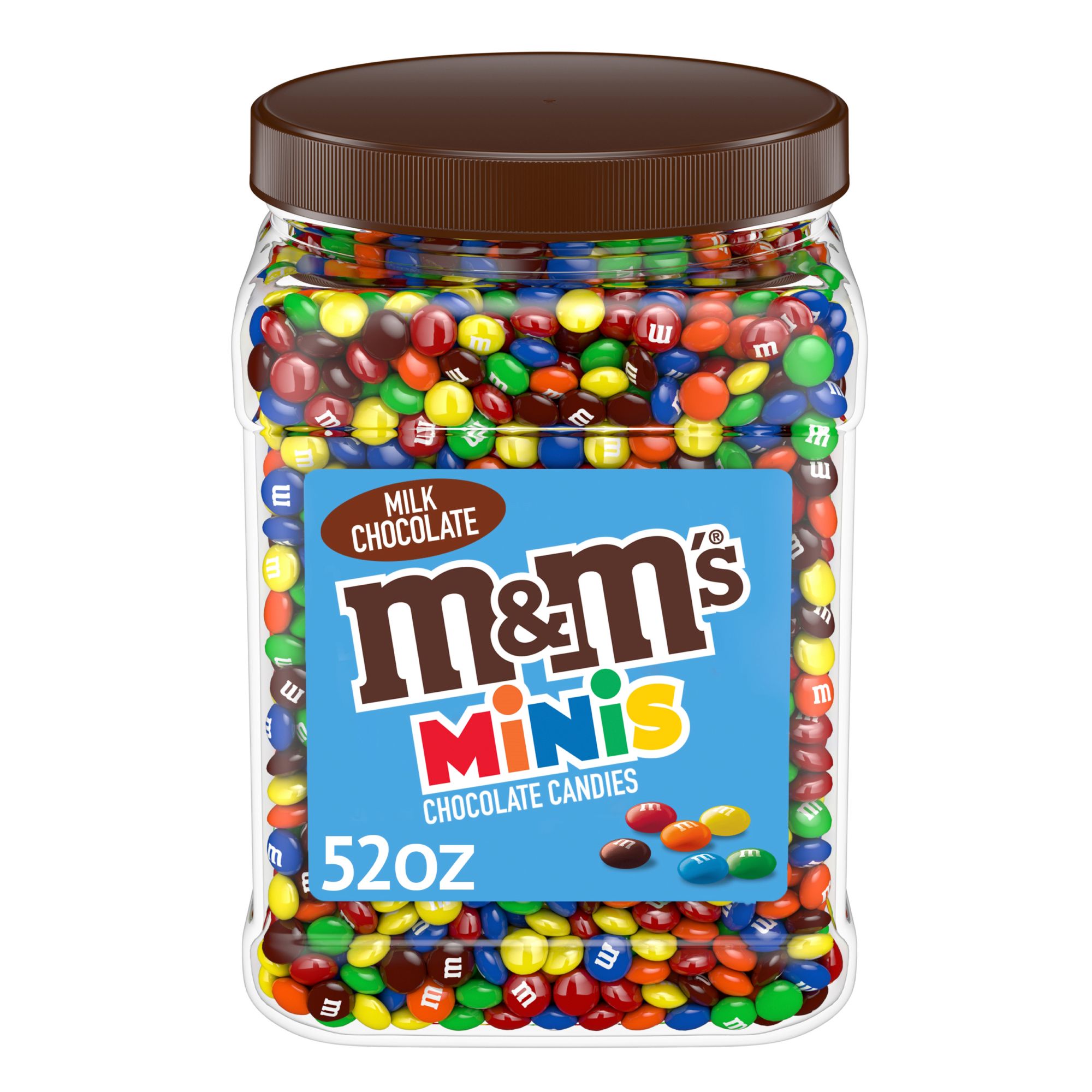 M&M'S Minis Milk Chocolate Candy, Resealable Bulk Candy Jar, 52 oz.