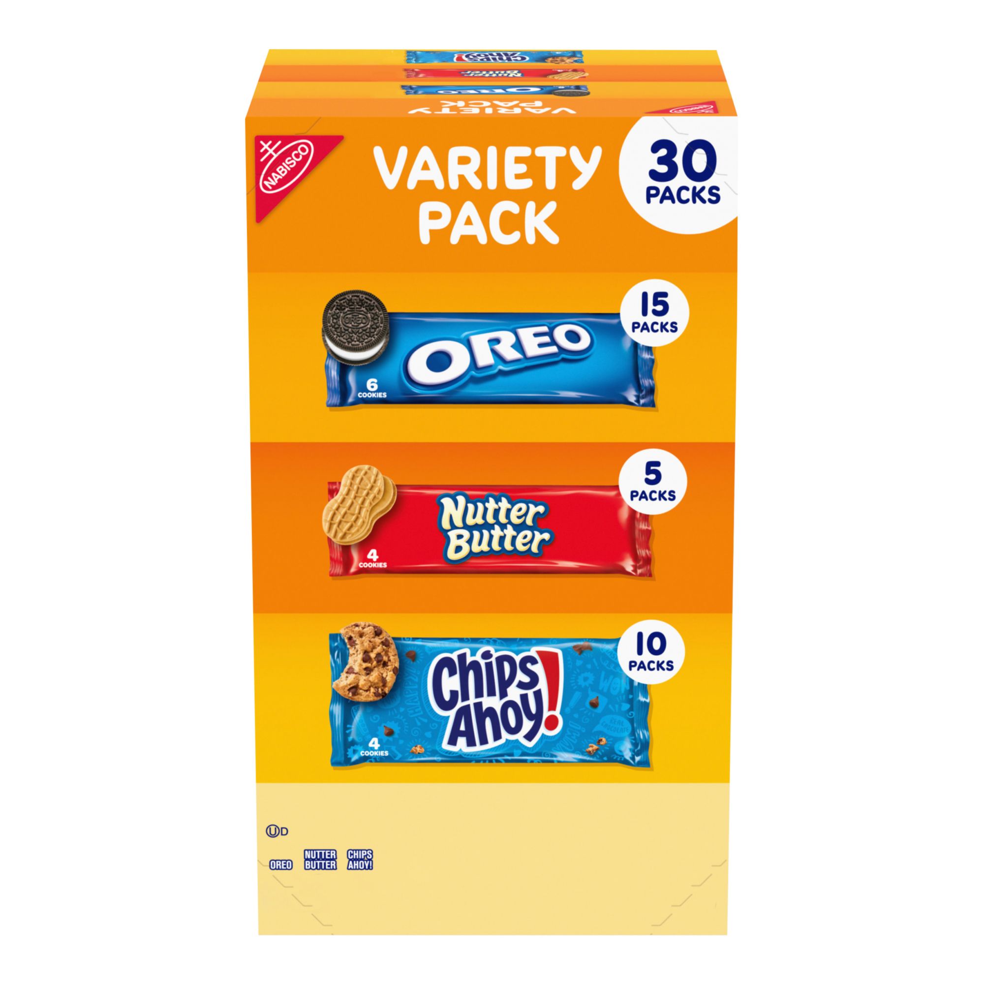 Oreo, Chips Ahoy, Nutter Butter Cookie Variety Pack, 30 pk.