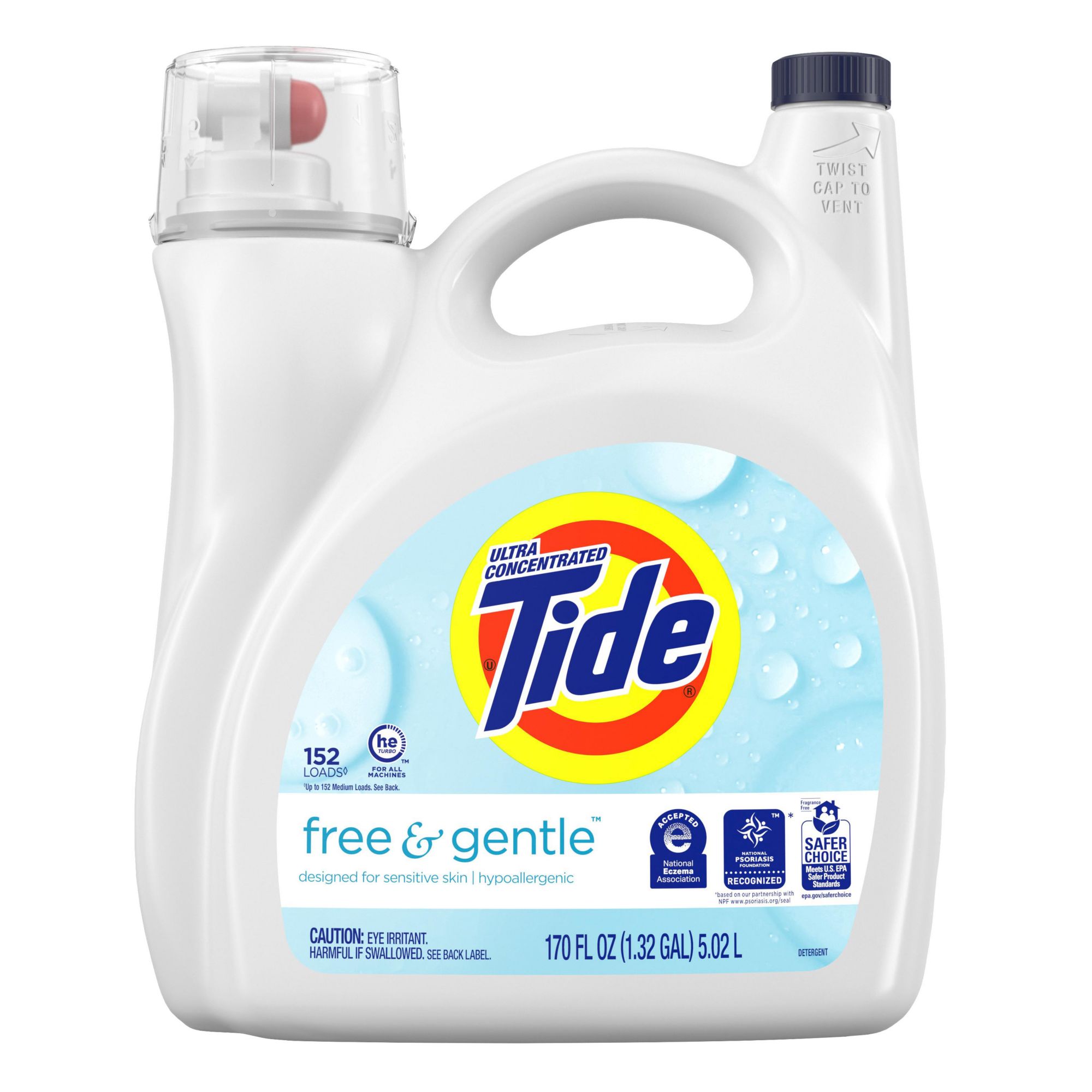 Tide Free and Gentle Liquid Laundry Detergent, 170 fl. oz.