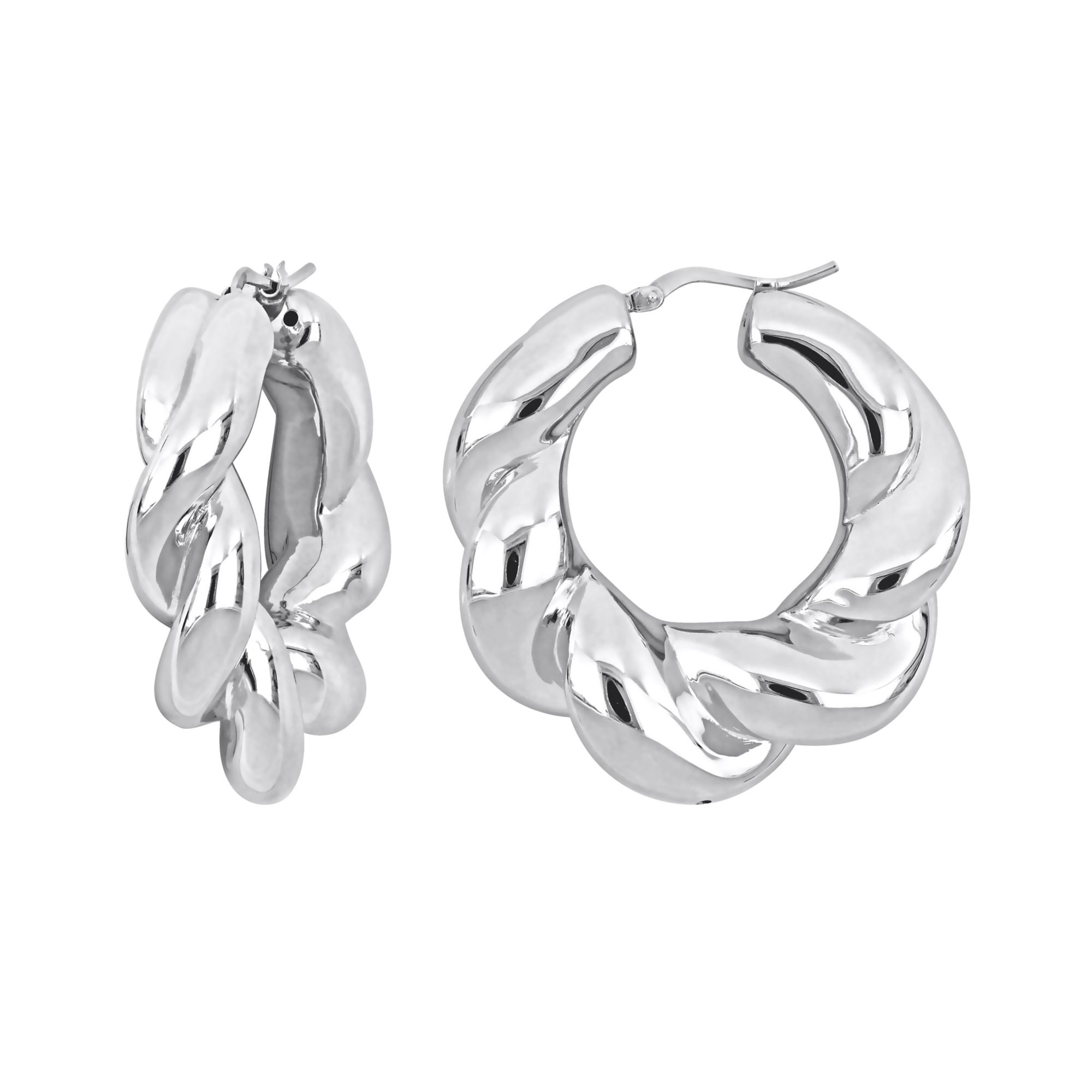 39mm Twisted Hoop Earrings in Sterling Silver