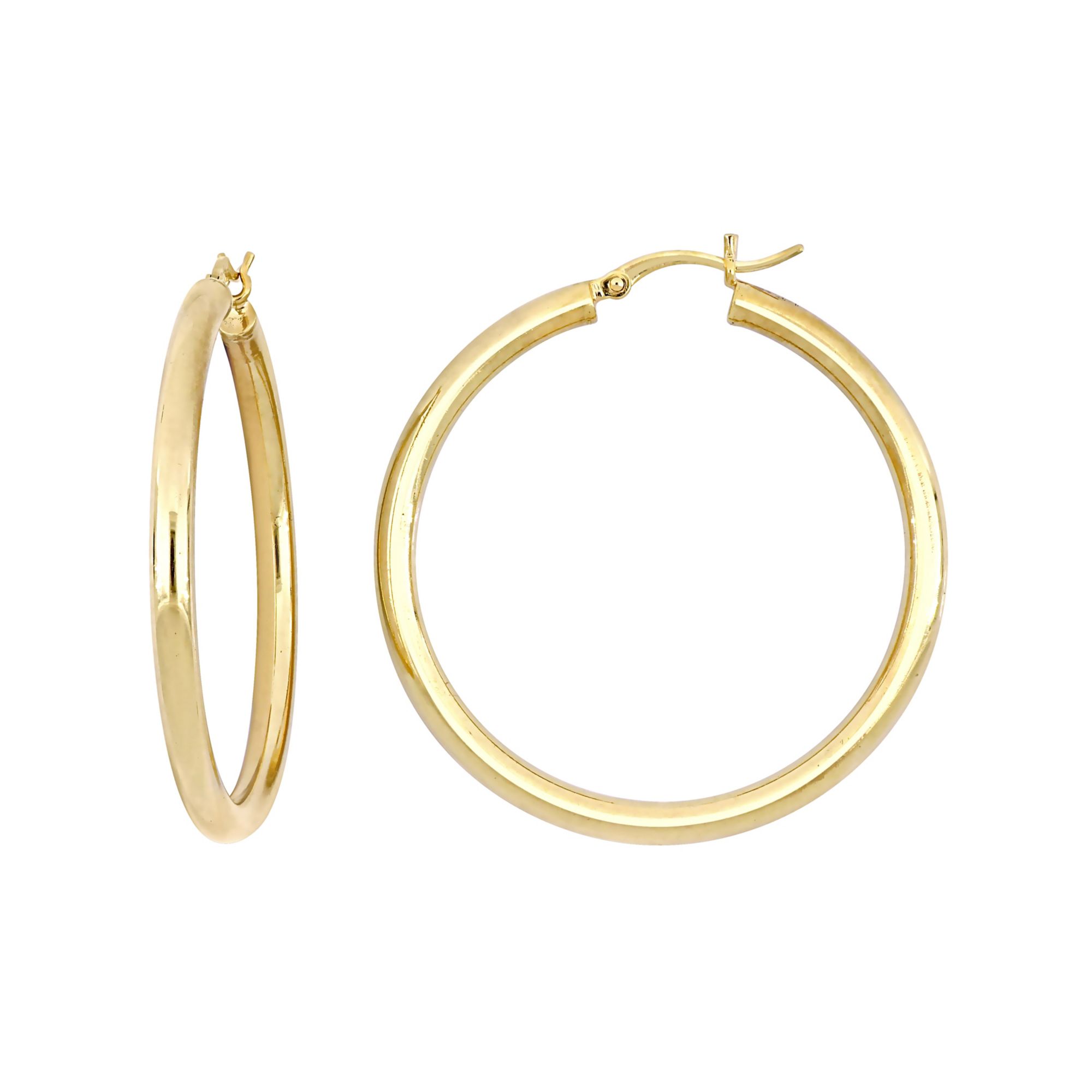 40mm Tube Hoop Earrings in Yellow Plated Sterling Silver