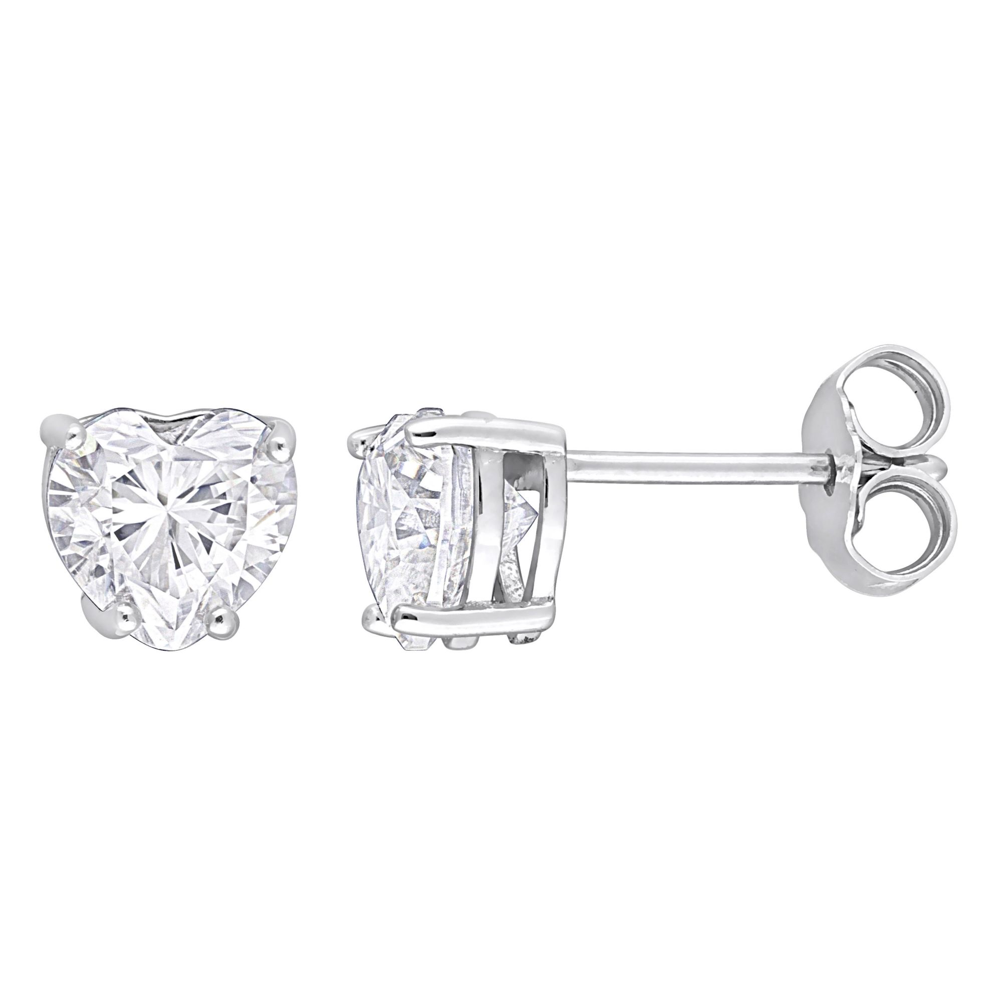 1.50 ct. t.g.w. Moissanite Heart Stud Earrings in Sterling Silver