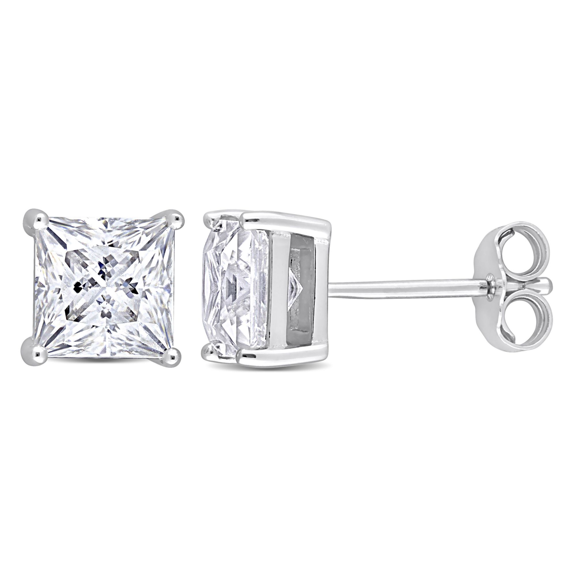 2.50 ct. t.g.w. Moissanite Princess Cut Stud Earrings in Sterling Silver