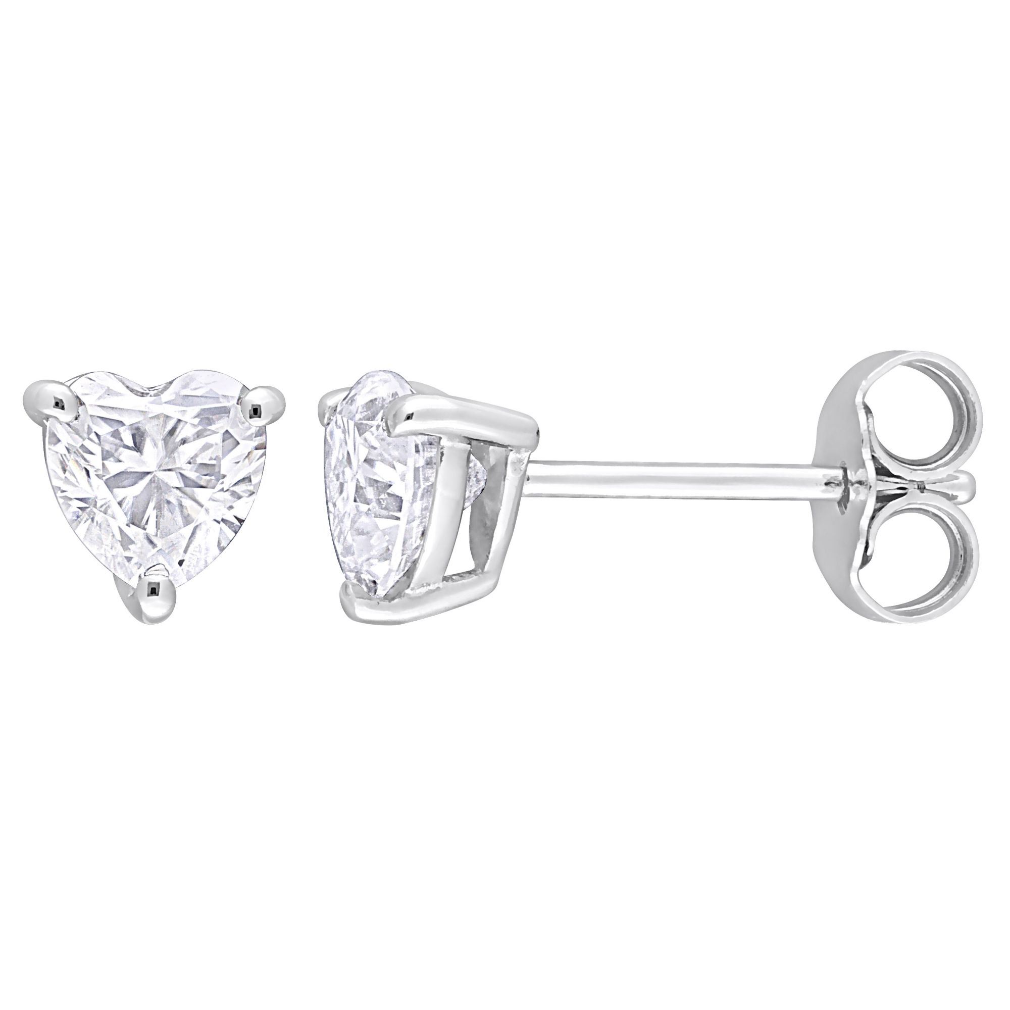 1 ct. t.g.w. Moissanite Heart Stud Earrings in Sterling Silver