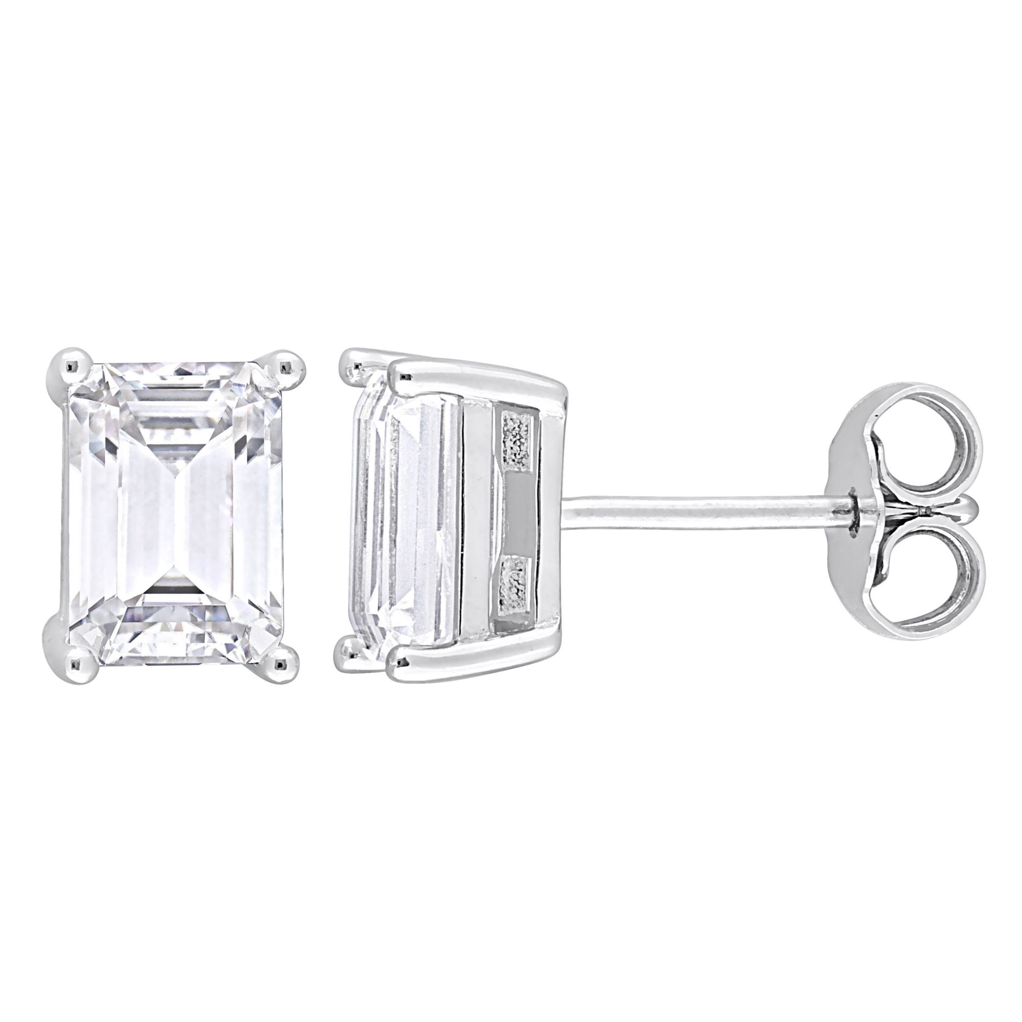 2 ct. t.g.w. Moissanite Emerald Cut Stud Earrings in Sterling Silver