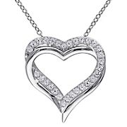 .63 ct. t.g.w. Created White Sapphire Crossover Heart Necklace in Sterling Silver