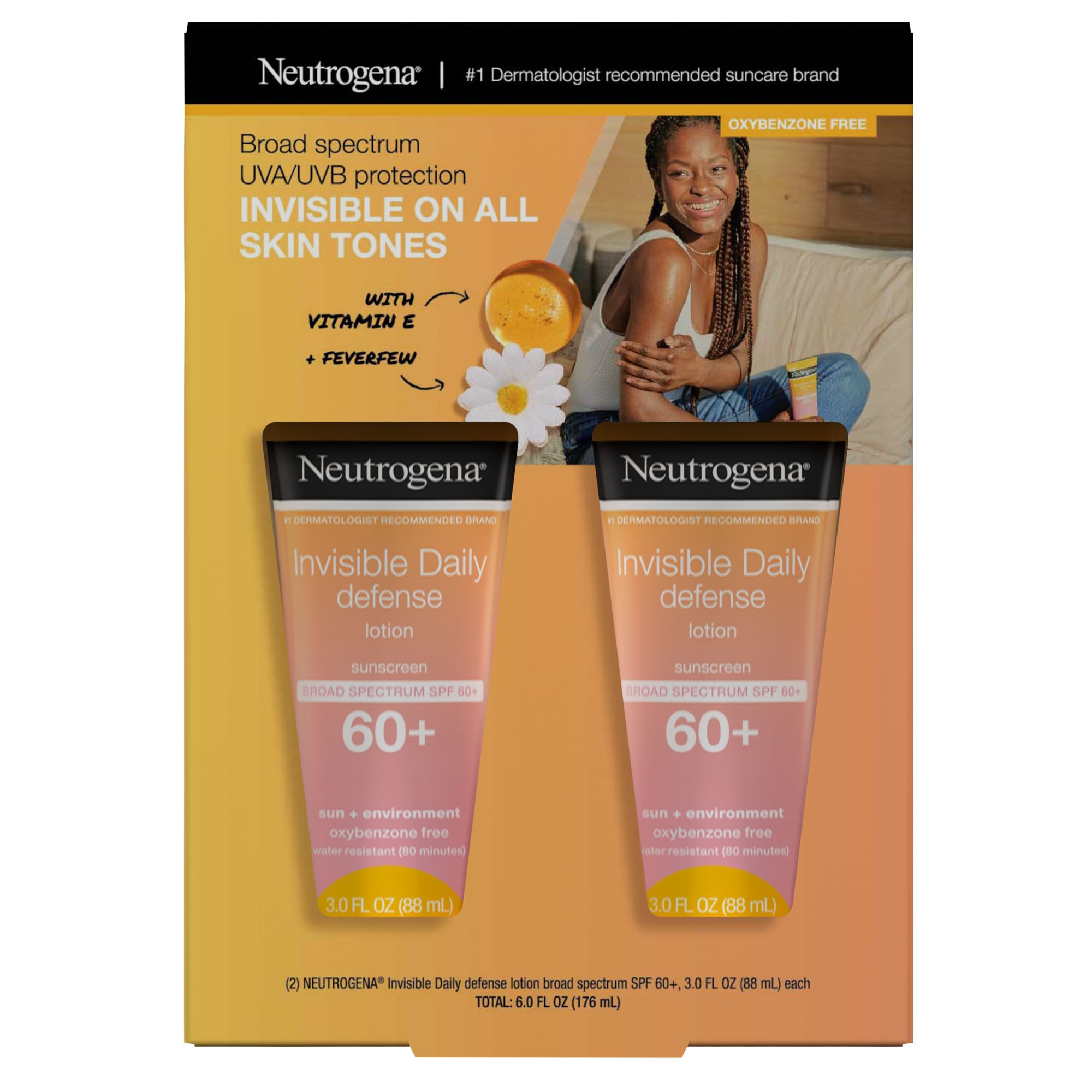 Neutrogena Invisible Daily Defense SPF 60+ Sunscreen, 2 pk./3 fl