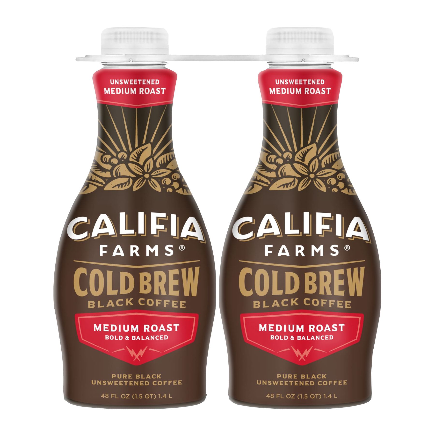 Califia Farms Pure Black Medium Cold Brew Coffee, 2 pk./48 oz.