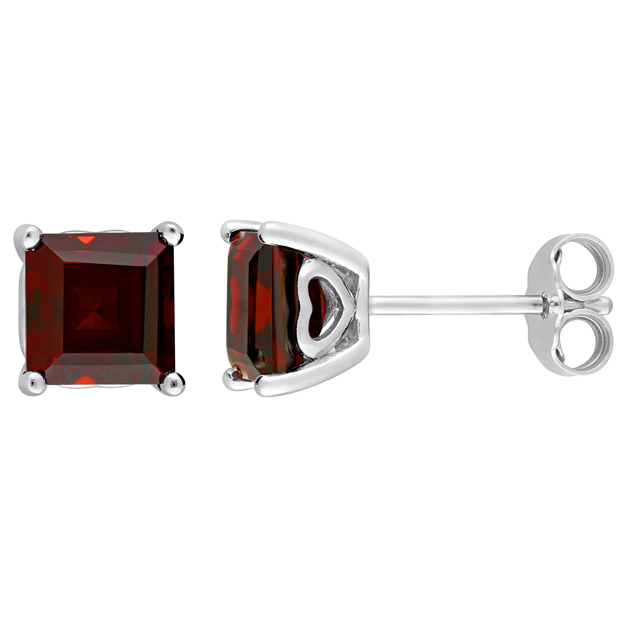 2.50 ct. t.g.w. Princess Cut Garnet Stud Earrings in Sterling Silver