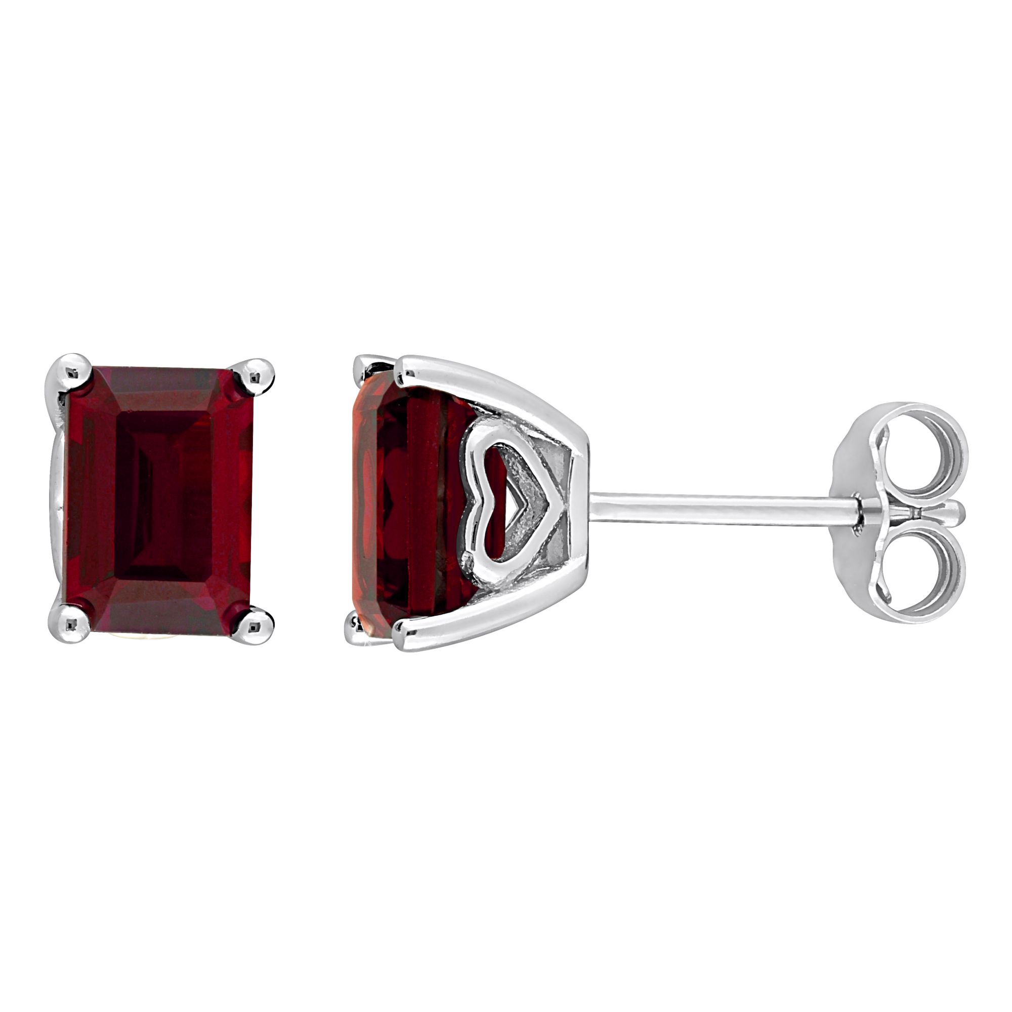 2.50 ct. t.g.w. Emerald Cut Garnet Stud Earrings in Sterling Silver