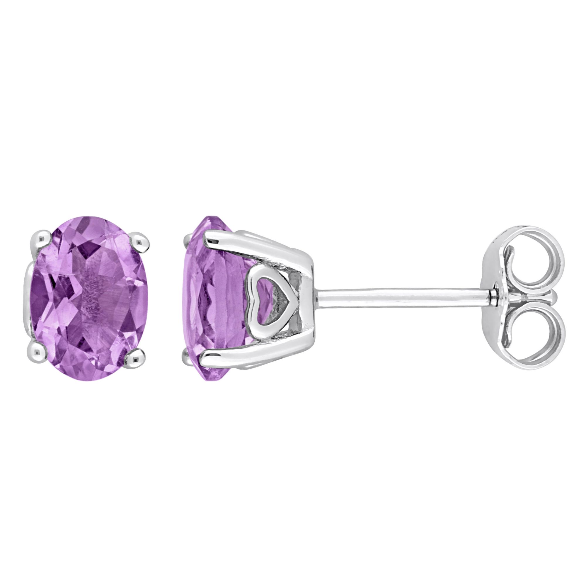 1.38 ct. t.g.w. Oval Amethyst Stud Earrings in Sterling Silver