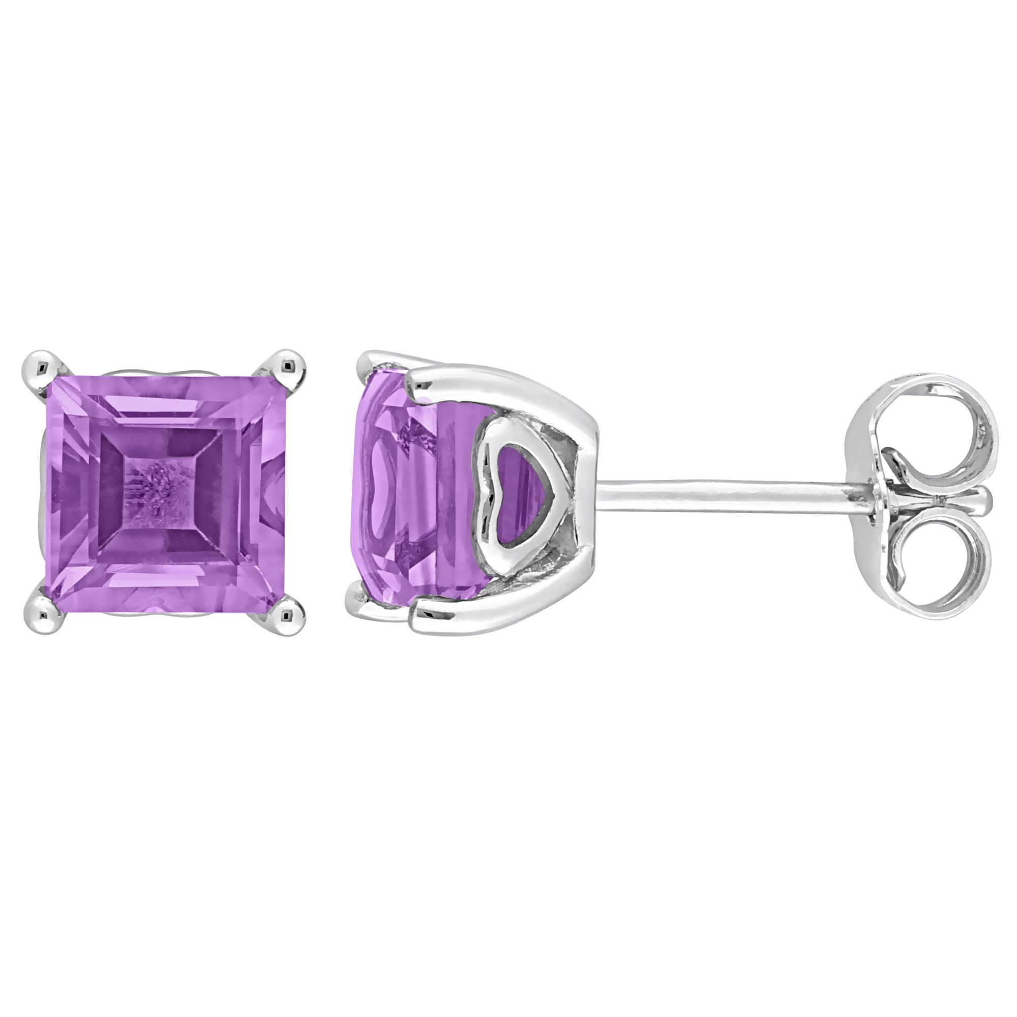 2 ct. t.g.w. Square Amethyst Stud Earrings in Sterling Silver