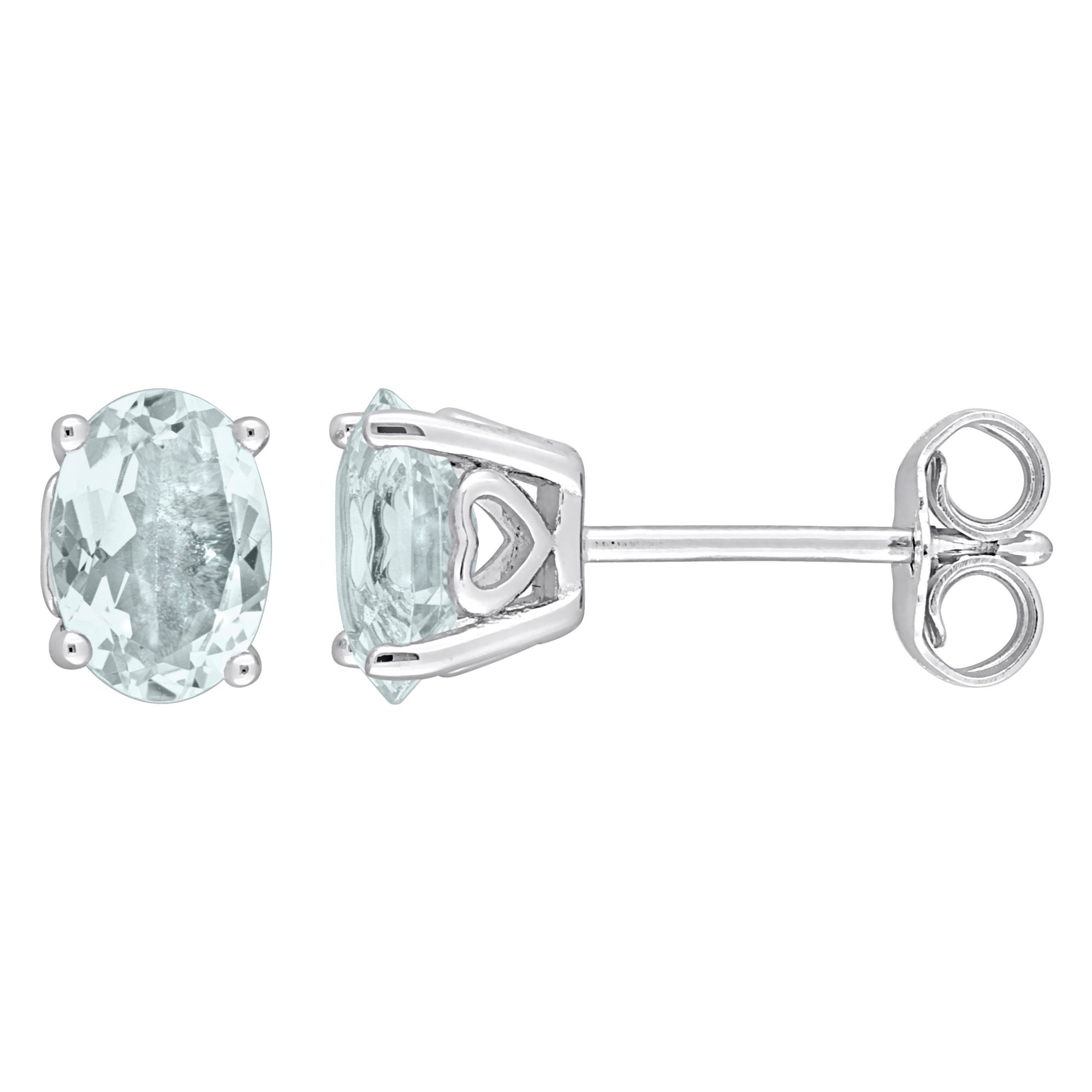 1.20 ct. t.g.w. Oval Aquamarine Stud Earrings in Sterling Silver