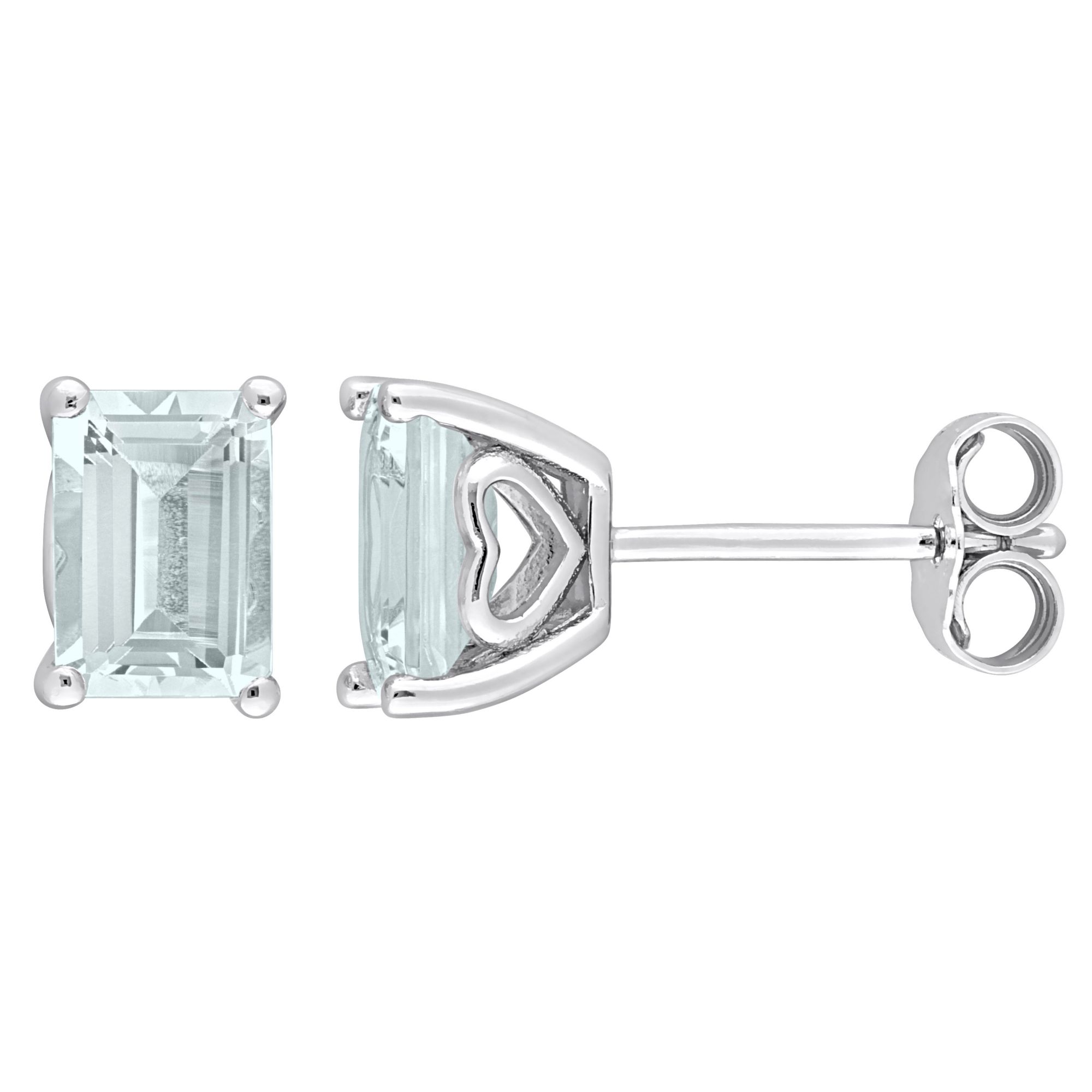 1.88 ct. t.g.w. Emerald Cut Aquamarine Stud Earrings in Sterling Silver