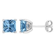 2 ct. t.g.w. Square Synthetic Blue Spinel Stud Earrings in Sterling Silver