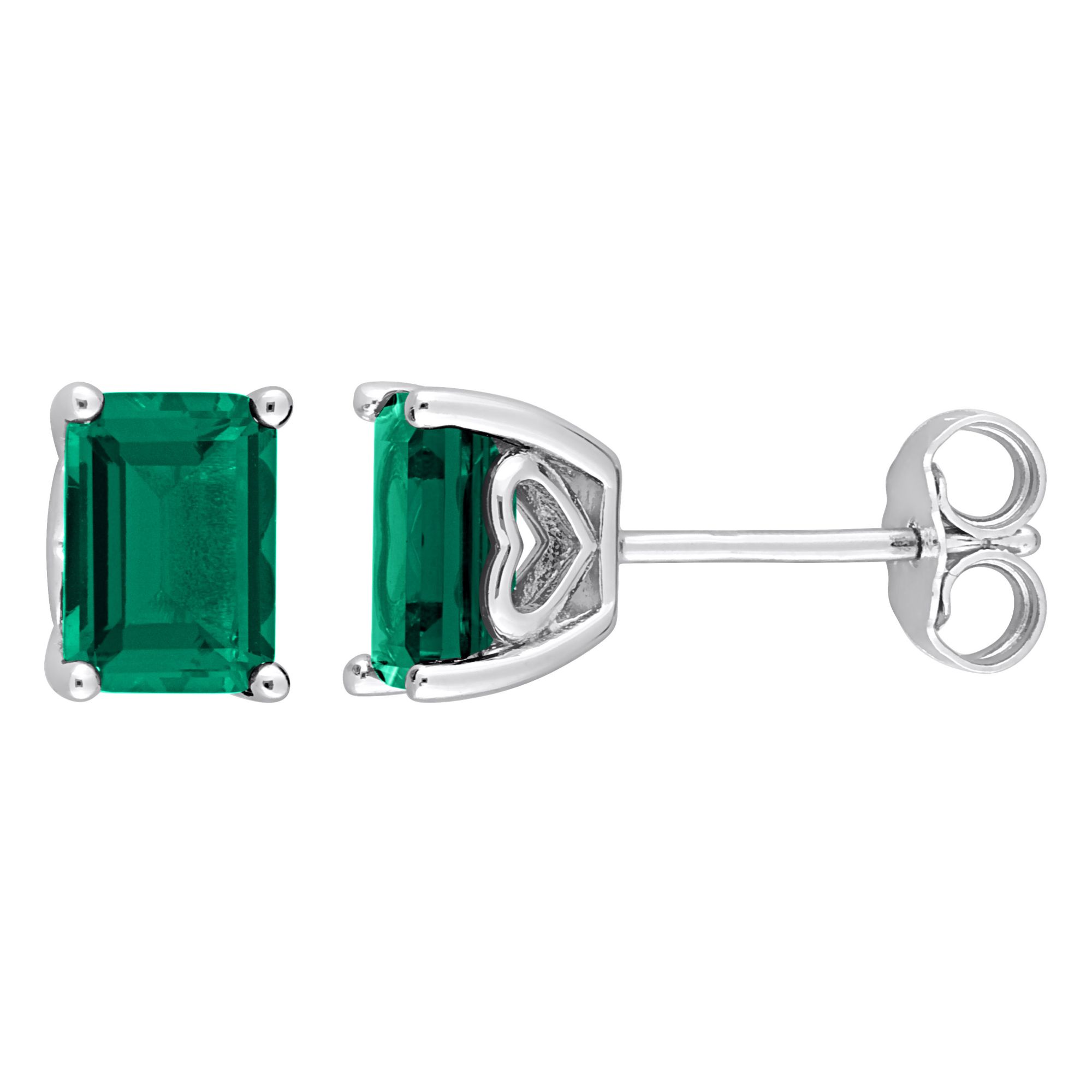 1.80 ct. t.g.w. Octagon Created Emerald Stud Earrings in Sterling Silver