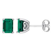 1.80 ct. t.g.w. Octagon Created Emerald Stud Earrings in Sterling Silver