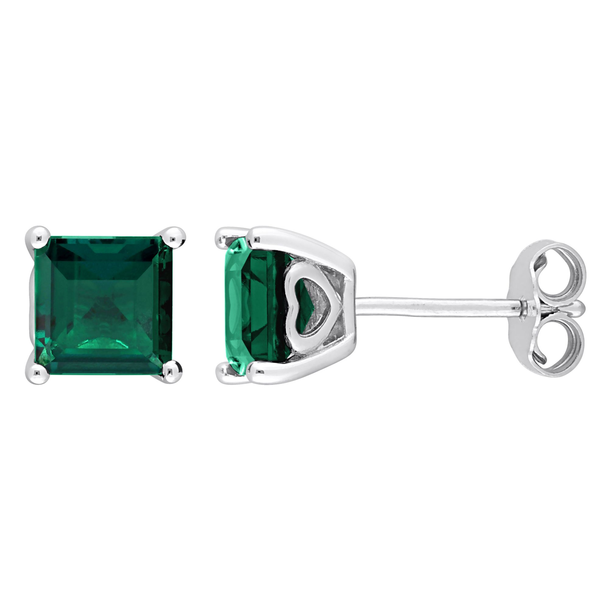 2.33 ct. t.g.w. Square Created Emerald Stud Earrings in Sterling