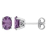 2.50 ct. t.g.w. Oval Simulated Alexandrite Stud Earrings with Heart Design in Sterling Silver