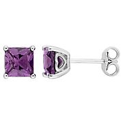 2 ct. t.g.w. Square Simulated Alexandrite Stud Earrings in Sterling Silver