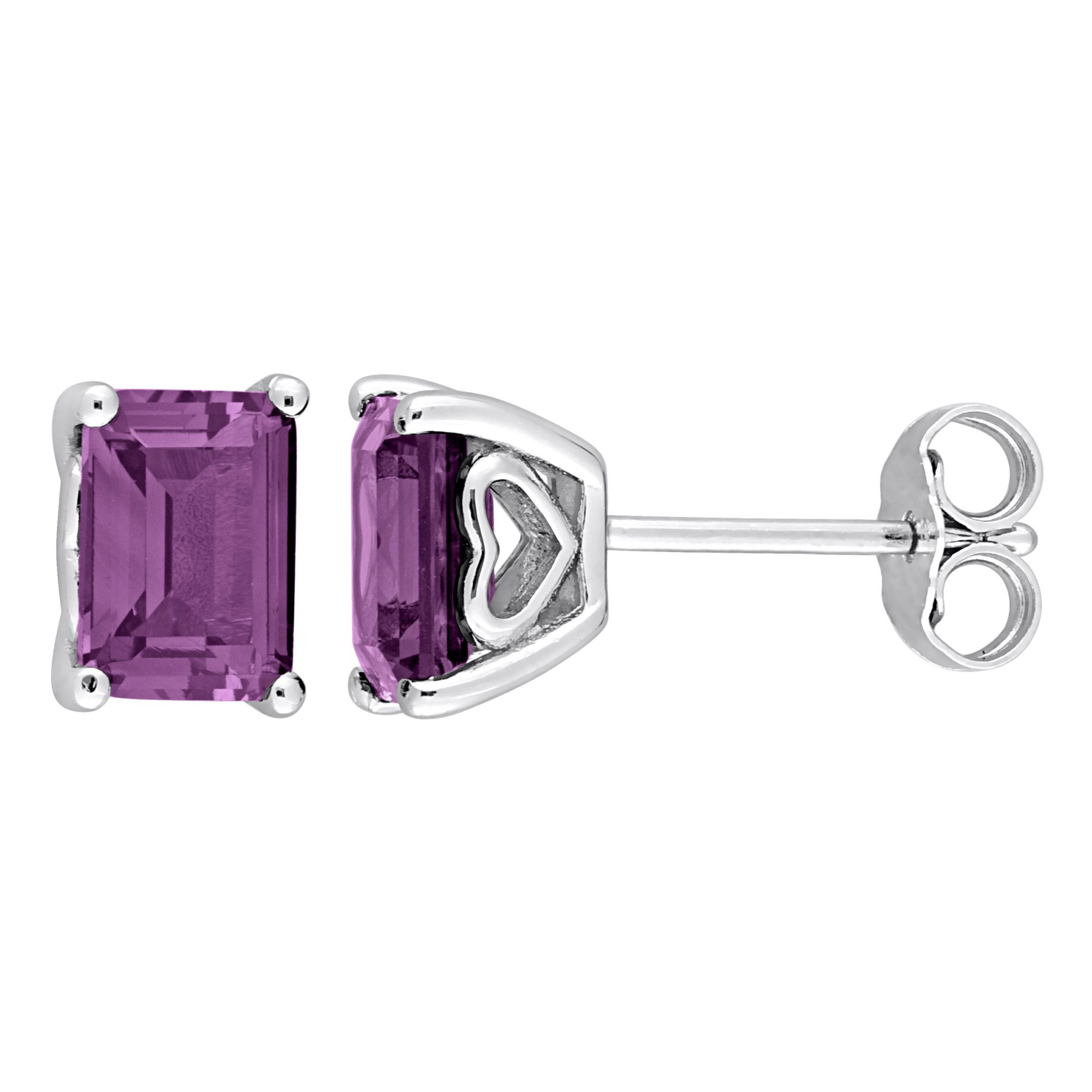 3 ct. t.g.w. Octagon Simulated Alexandrite Stud Earrings in Sterling Silver