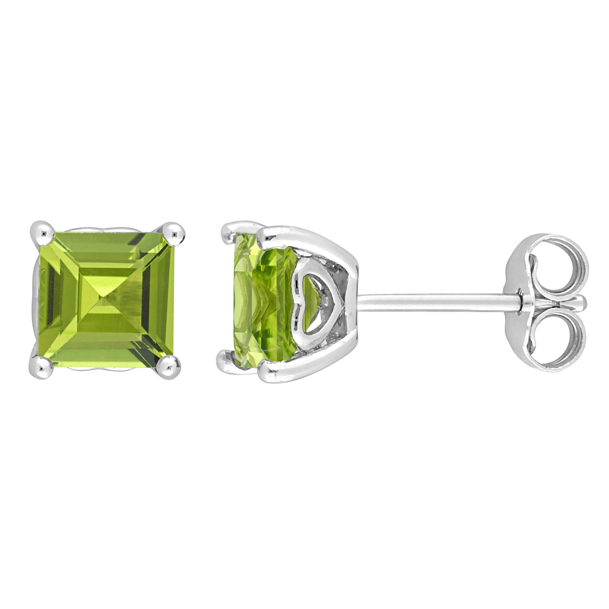 2.38 ct. t.g.w. Square Peridot Stud Earrings in Sterling Silver