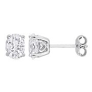 2.50 ct. t.g.w. Oval Created White Sapphire Stud Earrings in Sterling Silver