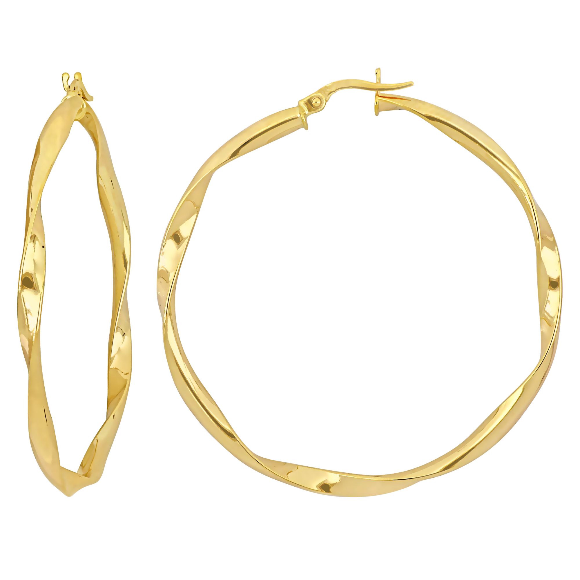 47mm Twisted Hoop Earrings in 10k Yellow Gold