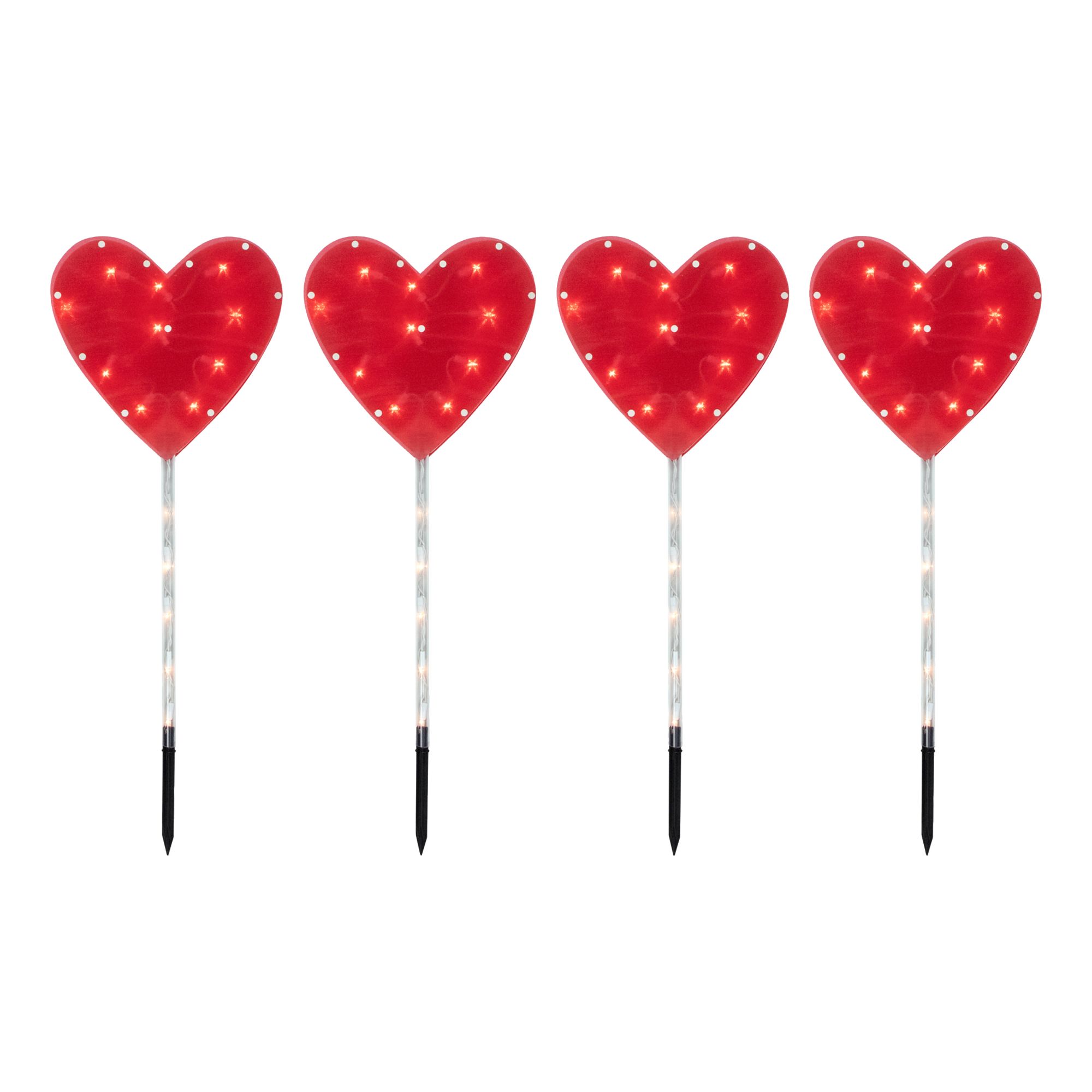 Northlight Red Heart Valentine's Day Pathway Marker Lawn Stake Lights, 4 ct.
