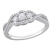 .50 ct. t.w. Diamond 3-Stone Halo Engagement Ring in 14k White Gold
