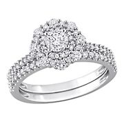 1 ct. t.w. Diamond Halo Bridal Ring Set in 14k White Gold