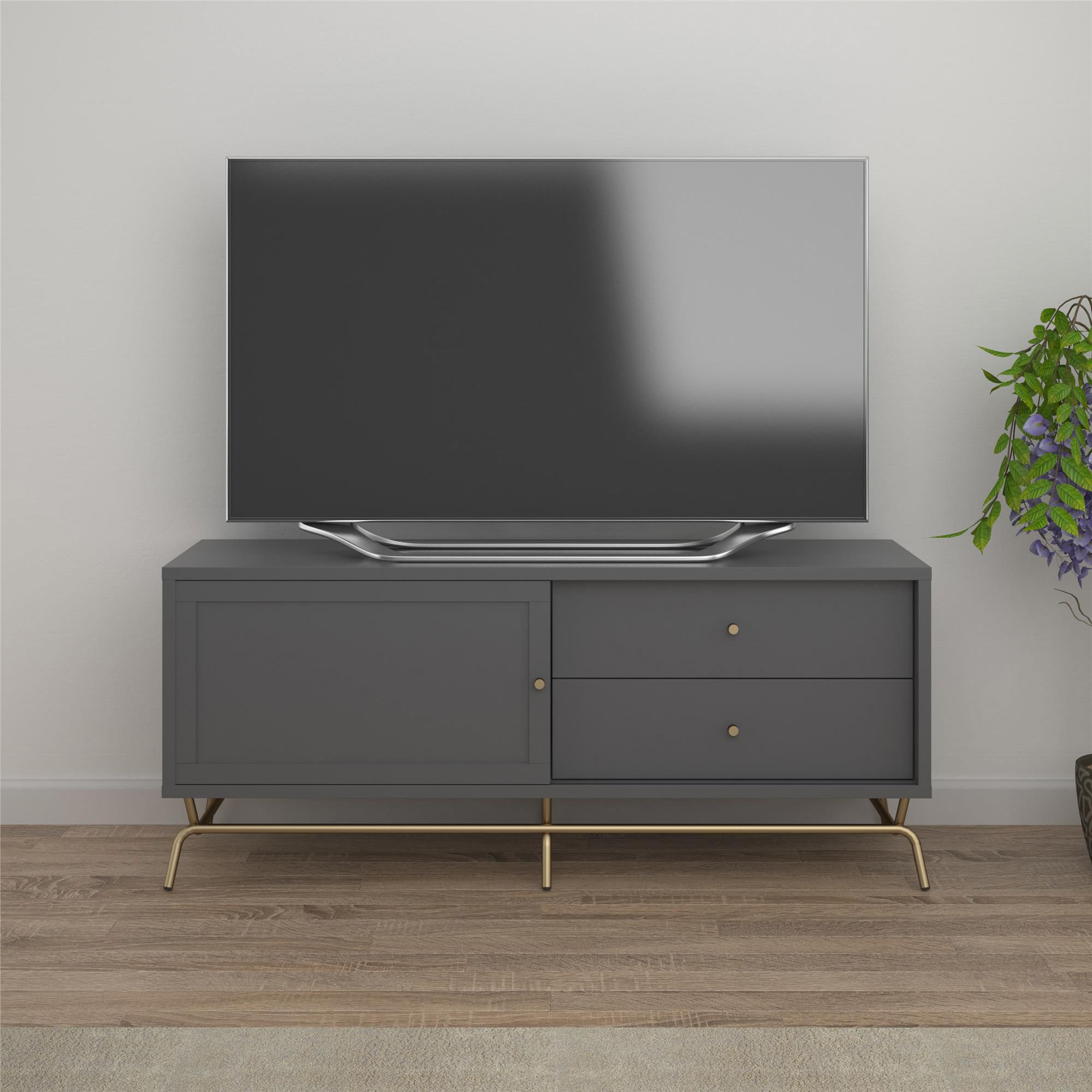 【ACME FUNITURE】GRANDVIEW TV BOARD Furinno Turn-N-Tube 24 in. French Oak Gray Particle Board TV