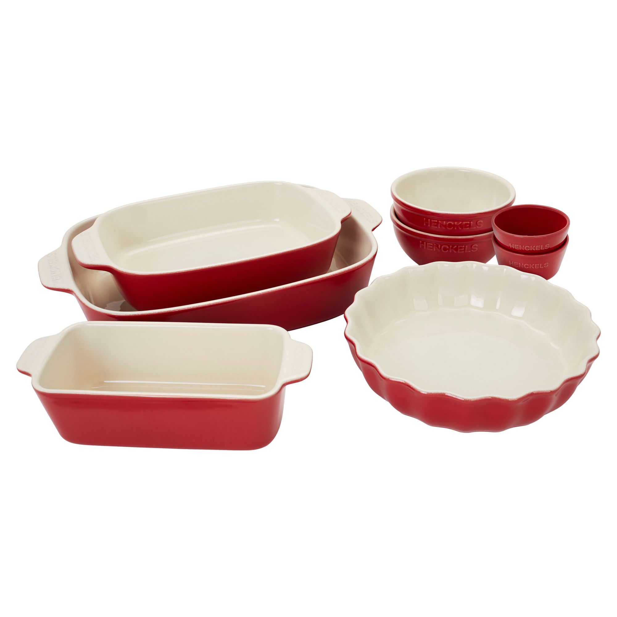 Henckels Ceramic Mixed Baking Dish 8-Piece Set, Red