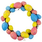 Northlight 10&quot; Pink, Yellow and Blue Easter Egg Spring Wreath