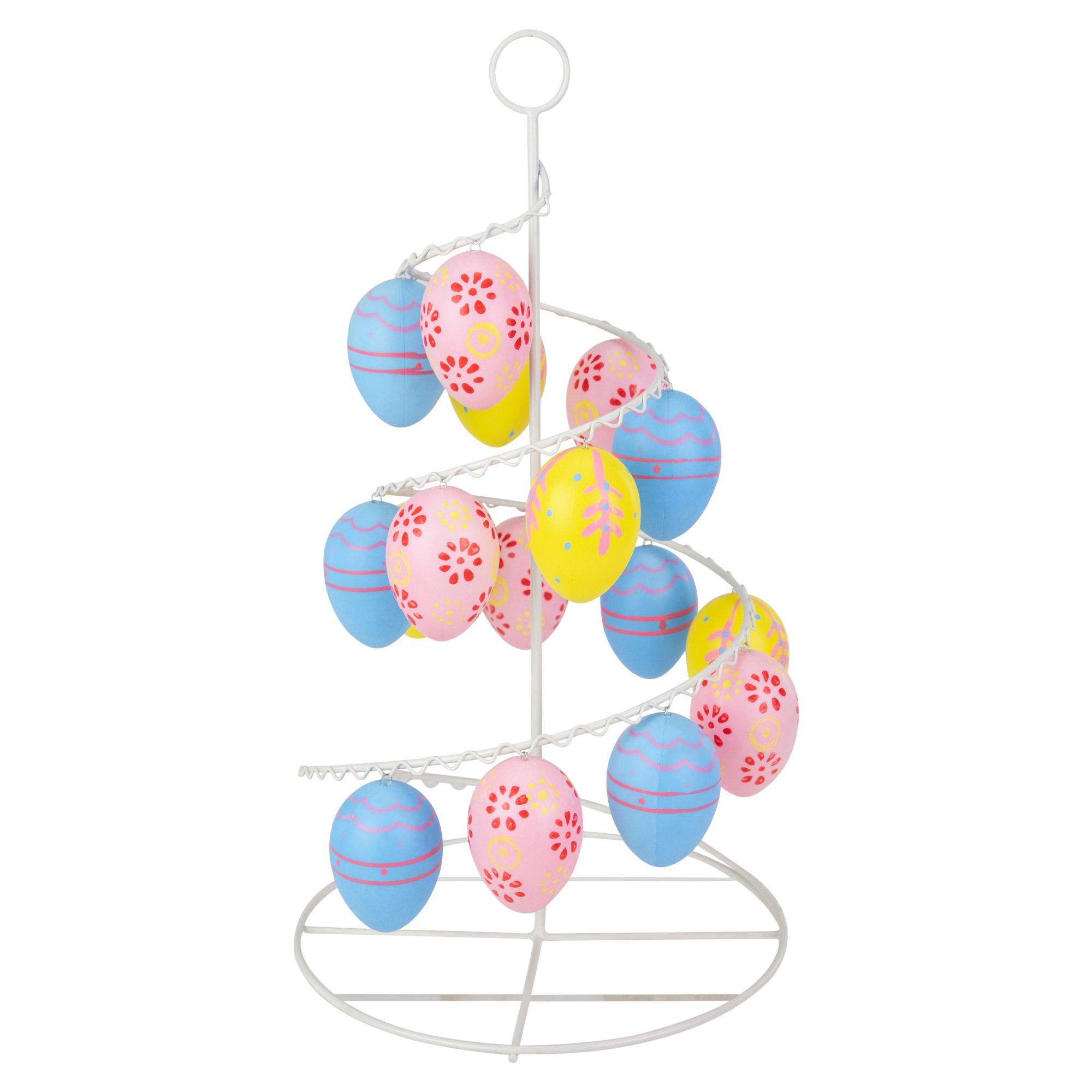 Northlight 14.25&quot; Blue, Pink and Yellow Cut-Out Spring Easter Egg Tree Decor