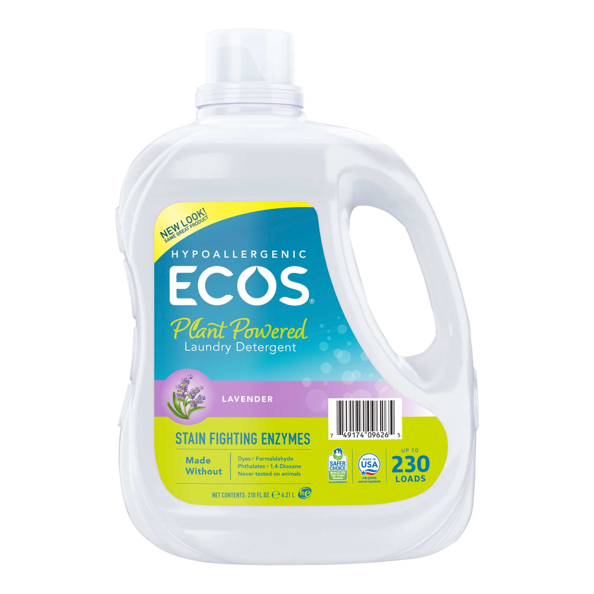 ECOS Liquid Laundry Detergent with Stain Fighting Enzymes, Lavender, 230 Loads