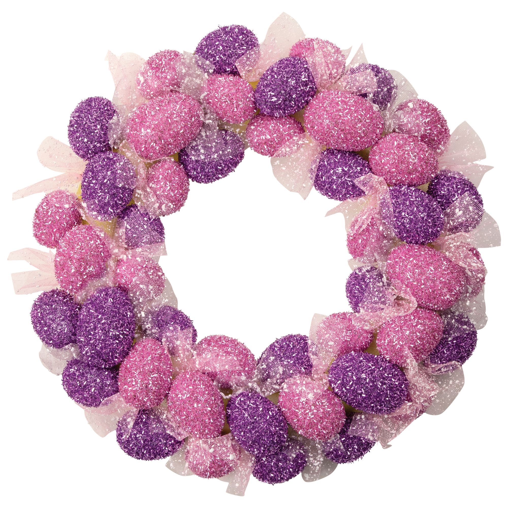 Northlight 20&quot; Glittered Pink and Purple Easter Egg Wreath