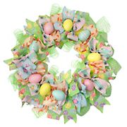 Northlight 22&quot; Pastel Easter Egg and Ribbons Wreath