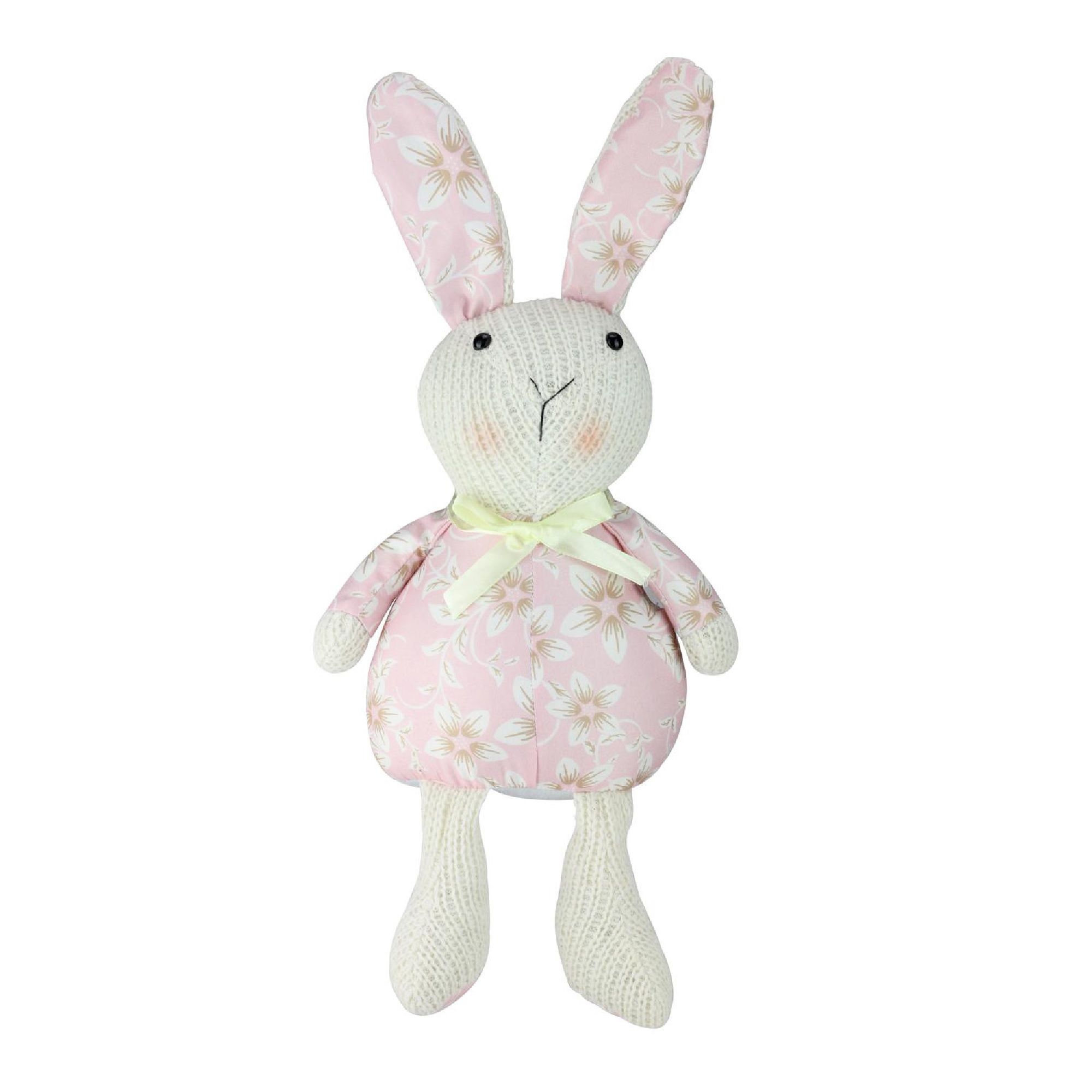 Northlight 17&quot; Pink Floral Easter Bunny Rabbit Spring Figure