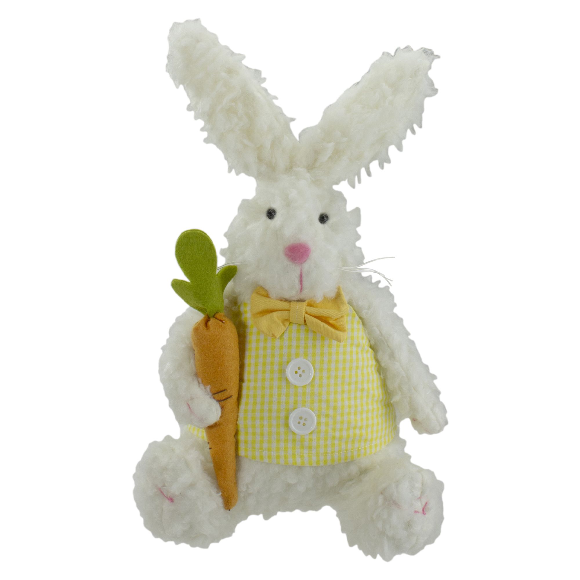 Northlight 14&quot; Plush White Sitting Easter Bunny Rabbit Holding a Carrot Spring Figure