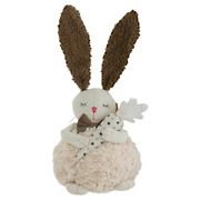 Northlight 14&quot; Beige and Brown Plush Easter Bunny Rabbit Holding a Carrot Spring Figure