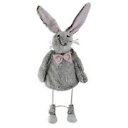 Northlight 17&quot; Gray and Pink Spring Loaded Rabbit Table Top Easter Figure