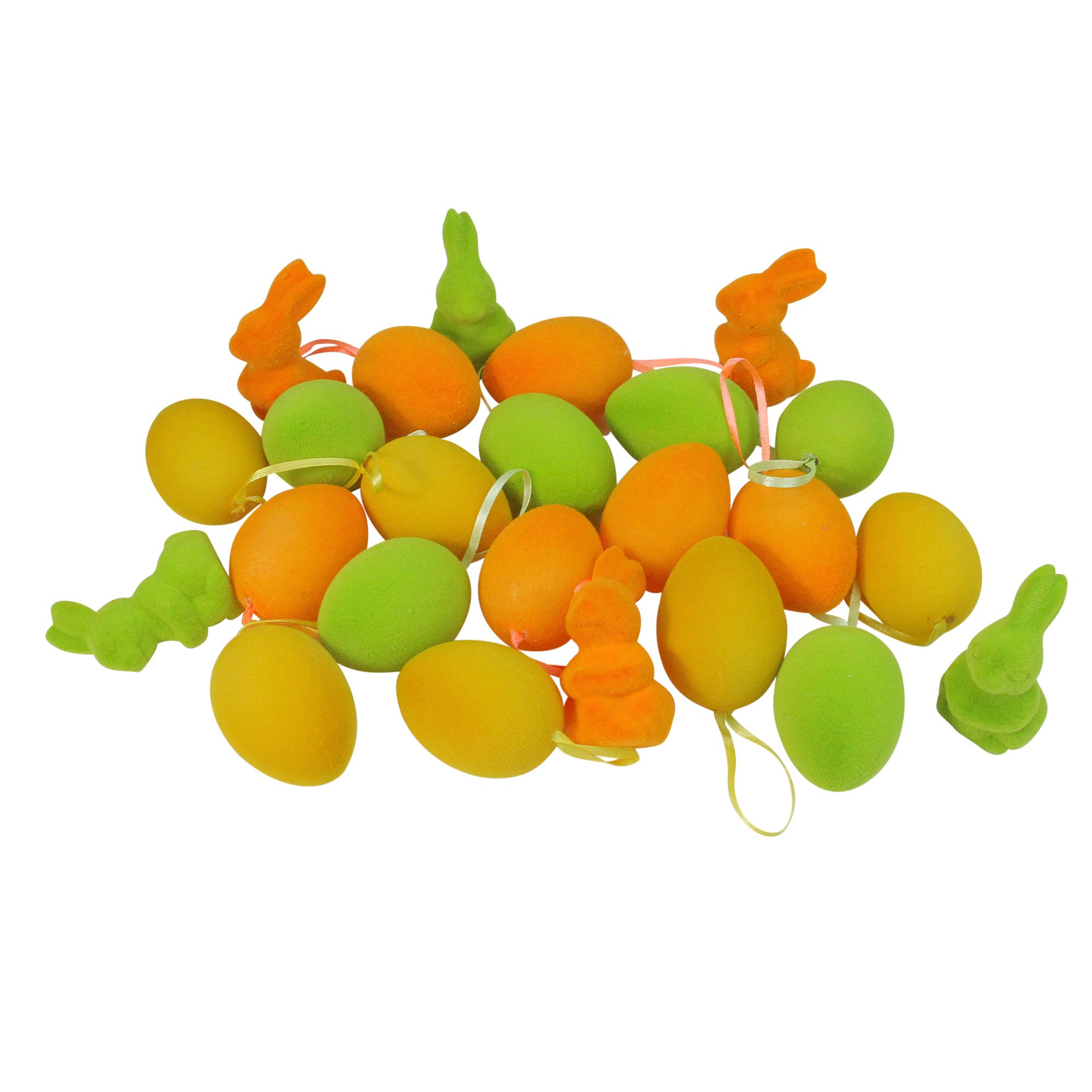 Northlight Club Pack of 24 Orange and Green 2.75&quot; Spring Easter Egg Ornaments