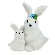 Northlight 10&quot; White Plush Standing Mother and Baby Easter Bunny Rabbit Spring Figure